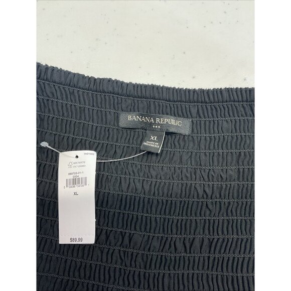 NEW Banana Republic Black Tiered Sun Dress linen smocked square neck XL flowy - Picture 3 of 7